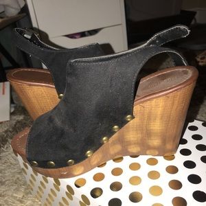 Black suede wedge